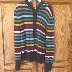 Aeropostale Rainbow Striped Hooded Sweater